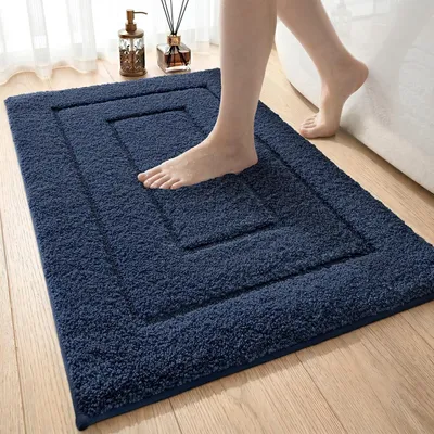 Produktbild von Badematte rutschfest Mikrofaser Marineblau 40 x 60 cm | Saugfähig & maschinenwaschbar