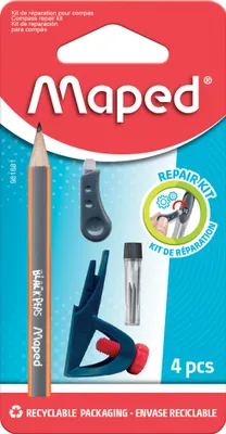 Produktbild von Maped Zirkel-Reparatur-Set 4-teilig auf Blister