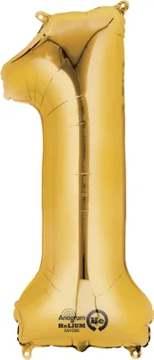 Produktbild von Folienballon Zahl 1 gold - 88cm