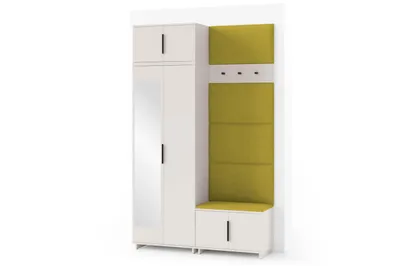Produktbild von Garderoben-Set Napoli Version 4: Kleiderschrank mit Polsterpaneelen, Schuhschrank Flur und Eingangsbereich (Cashmere/Trinity 12)
