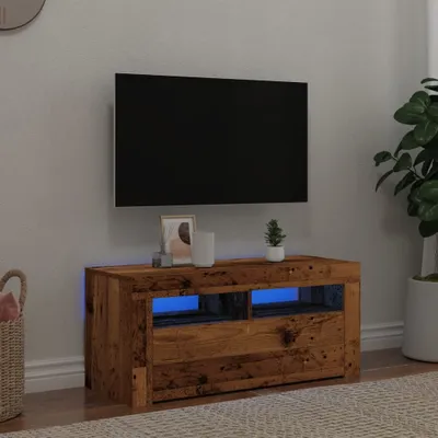Produktbild von "Rabatt" TV-Schrank - Fernsehschrank - TV-Lowboard - mit LED-Leuchten - Altholz-Optik 90x35x40 cm - TV-Schränke CC24233