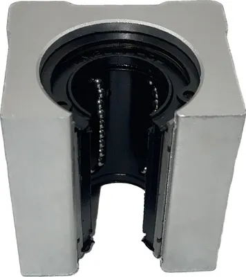 Obrázek produktu pro Blok lineárního kluzného ložiska, šířka 48 mm, délka 50 mm, vnitřní průměr 10 mm, výška 39 mm, otvor pro šroub 4-M6