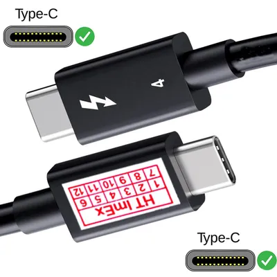 Produktbild von Kompatibel für HP Thunderbolt-Kabel 100W Thunderbolt 4 (USB-C) Stecker 1 m