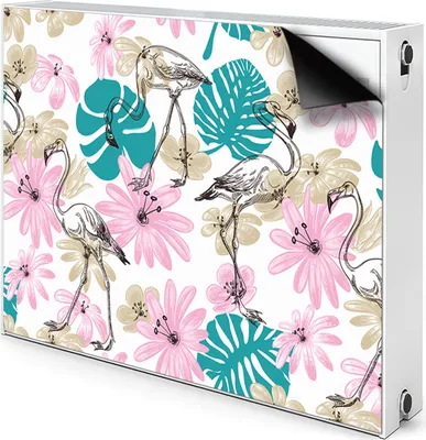 Produktbild von Magnet Heizkörperabdeckung Heizkörperverkleidung Verkleidung Abdeckung 110x60 cm - Gemalte, Flamingos