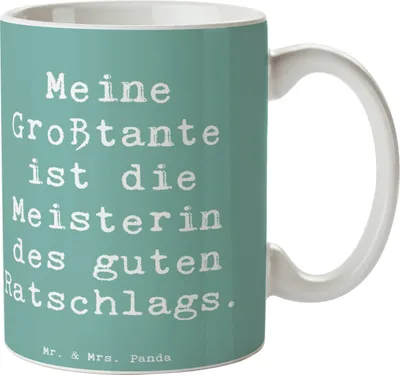 Produktbild von Mr. & Mrs. Panda Tasse Spruch Großtante Ratschlag - Meeresbrise - Geschenk, Nichten, Familienmitglied, Freude, Bürotasse, Lebensweisheit, Kaffeetasse, Becher, haferl