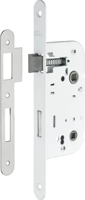 Image de Serrure encastrable à condamnation pour porte de salle de bain et toilettes, axe 50mm, bouts ronds, - THIRARD