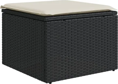 Obrázek produktu pro Zahradní stolička s poduškou černá 55 x 55 x 37 cm polyratan