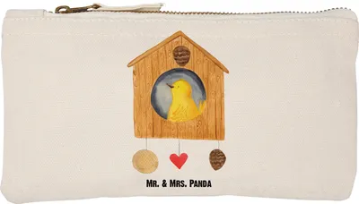Produktbild von Mr. & Mrs. Panda Kosmetiktasche Vogel Haus Größe S Klein - Weiß - Geschenk, Familie, Vögel, Schlampermäppchen, Waschbeutel, kosmetiktäschchen, Wohnung, Lustige Sprüche