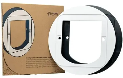 Produktbild von SureFlap Montageadapter für Katzenklappe am Glas, Weiß/Grau – passend für runde Öffnung 212–260 mm, Adaptergesamt-Durchmesser 285 mm