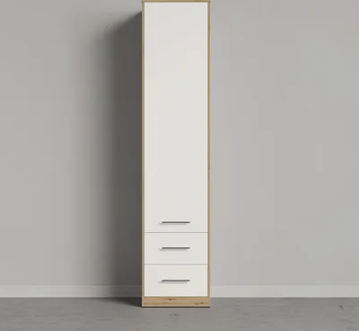 Produktbild von SMARTBett Schrank Kleiderschrank Aktenschrank 50cm mit 2 Schubladen Wildeiche/Weiss