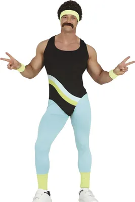 Produktbild von 80er Jahre Gymnastik-Aerobic Anzug für Männer Größe: L / 52-54