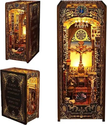 Produktbild von Holz-3D-Puzzle-Buchnische-DIY-Set - Miniatur-Dollhaus mit LED-Licht und Anleitung - Kreatives Geschenk für Erwachsene und Jugendliche