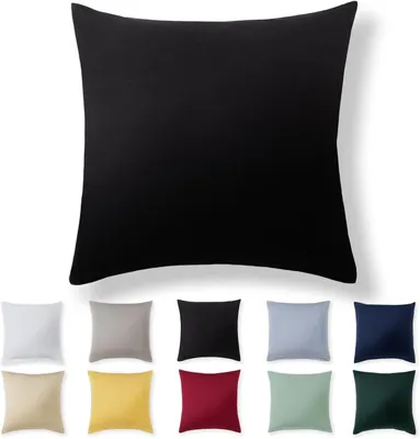 Produktbild von Kissenbezug 80 x 80 cm - schwarz - 100% Jersey-Baumwolle - Kissenbezug für Kissen 80 x 80 cm, Jersey-Kissenbezug