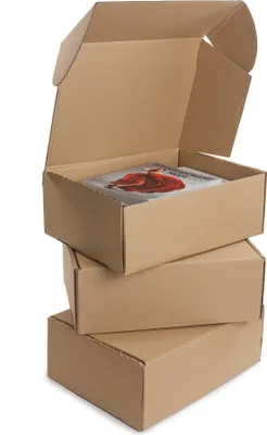 Produktbild von Maxibriefkarton Kleiderbox Klappdeckelkartons Braun 1-Wellig, Menge: 25, Größe: 300X300X100mm