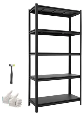 Obrázek produktu pro Regál pro těžké náklady, kovový - skladový regál, modulární regál - 92,5 x 41,7 x 181,3 cm - 5 nastavitelných polic - nosnost 1360,8 kg - lze použít jako pracovní stůl - vhodný do sklepa, garáže, dílny