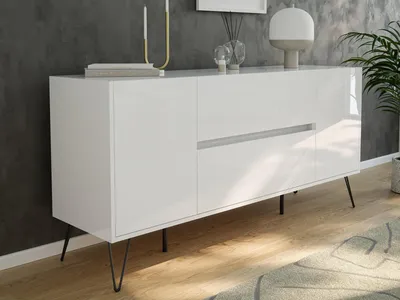 Produktbild von Sideboard Yako 155cm 2 SoftClose 2 Türen Weiß hochglanz : Weiss hochglanz Varianten: Weiss hochglanz