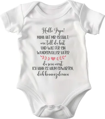 Produktbild von 22Feels Baumwolle Unisex Babybody Hallo Papa Kurzarm Weiss Strampler Babyparty Geschenk Babshower Schlupfkragen Weicher Einteiler für Neugeborene Babys (18-24M)