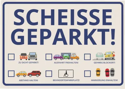 Produktbild von Notizzettel Scheisse Geparkt Comic Edition 50er Set für Falschparker
