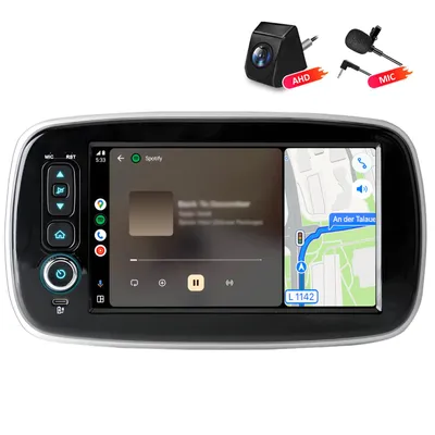 Imagen del producto de Radio para coche con cámara, compatible con CarPlay, para Smart Forfour Fortwo 453, modelos 2014-2022, pantalla de 8 pulgadas, sistema Android, GPS, Wi-Fi, 2GB de RAM y 64GB de almacenamiento