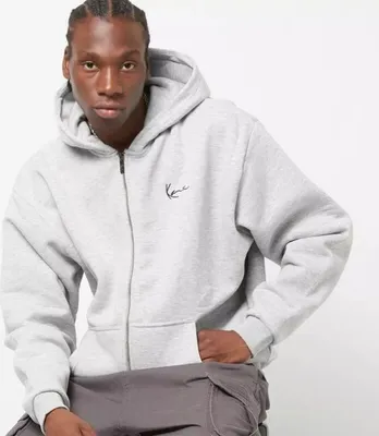 Produktbild von Herren Hoodie Karl Kani Chest Signature Essential Oversized Reißverschluss Hoodie, Aschgrau - Größe S