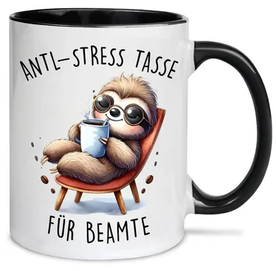 Produktbild von Kaffeetasse Faultier mit Spruch für Beamte, Keramiktasse 350ml, spülmaschinenfest