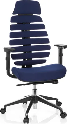 Produktbild von hjh OFFICE Profi Bürostuhl ERGO LINE II PRO Ergonomischer Schreibtischstuhl mit Armlehnen (höhenverstellbar) Stoff Blau Drehstuhl für Büro, Zuhause