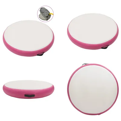 Productafbeelding van vidaXL Opblaasbare gymnastiekmat met pomp, 100x100x10 cm, PVC, roze - Gymnastiekmat - Balancekussen