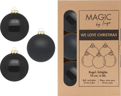 Produktbild von Weihnachtskugeln Glas 10cm 6 Stück - Ebony Black