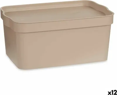 Obrázek produktu pro Úložný box s víkem Kipit TP594-3 Béžový plast 7,5 l 21,5 x 14,5 x 32 cm (12 kusů)