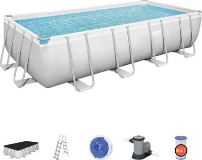 Produktbild von Aufstellpool Bestway Power Steel 549x274x122 cm mit Kartuschenreiniger 5.678 L/S mit Abdeckung und Leiter