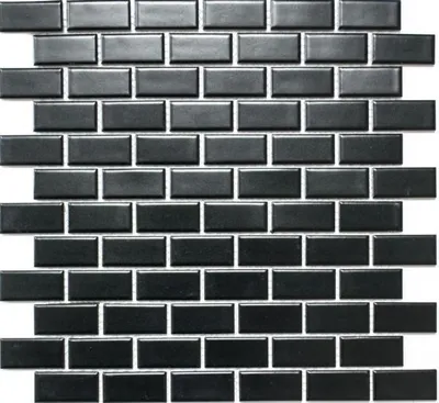 Produktbild von Mosaik Fliese Keramik Brick schwarz matt Duschwand MOS24-04BM_f