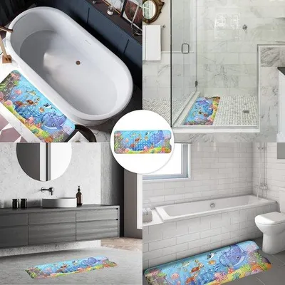 Productafbeelding van Famanu antislip badmat voor kinderen met cartoon walvisprint - 100 x 40 cm