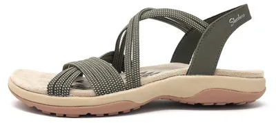 Immagine prodotto di Scarpe da donna Skechers, sandali, modello piatto, colore verde, ideali per il tempo libero