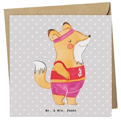 Produktbild von Mr. & Mrs. Panda Grußkarte Sportlehrerin Herz - Grau Pastell - Geschenk, doppelkarte, Glückwunschkarte, anlasskarte, faltkarte, Klappkarte