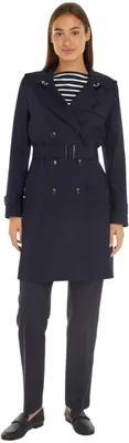 Produktbild von Tommy Hilfiger Damen Trenchcoat Baumwolle Slim Fit Kurz, Blau (Desert Sky), 42