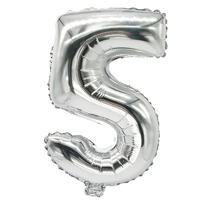 Obrázek produktu pro Papstar Folienluftballon Zahlenluftballon 5 silber metallic 35cm