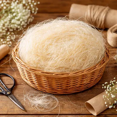 Produktbild von 500g Flachshaar Weiß Sisalgras Natur Deko Füllmaterial Bastelmaterial DIY