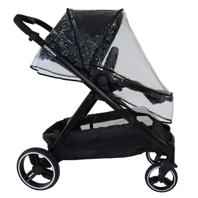Produktbild von DERYAN Evy Buggy Regenschutz - Transparente Regenabdeckung für Kinderwagen - Regenhaube