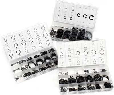 Produktbild von Wiltec Sicherheitsring Seegerring Set 900 teilig, 1,5-32 mm, Sprengring Sortiment in übersichtlicher Kunststoffbox, E Clips Innenringe Außenringe