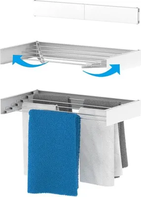 Obrázok produktu pre Kompaktná, biela, výsuvná nástenná sušička v malom formáte, 80 cm, ideálna do kúpeľne alebo na balkón