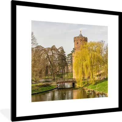 Produktbild von MuchoWow® Gerahmtes Poster Wasser - Baum - Nijmegen 40x40 cm - Poster mit Schwarzem Bilderrahmen Wandposter Rahmen Foto Bilder - Poster - Plakat im Rahmen