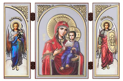 Produktbild von Gottesmutter von Iviron Ikone Triptychon Christlich Holz Reise Altar 16858