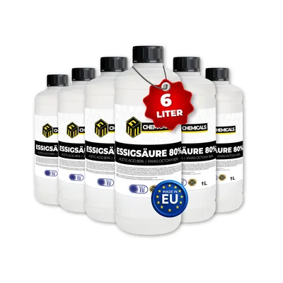 Produktbild von MRM CHEMICALS Essigsäure 80 % – 6 × 1 L Essigessenz in Lebensmittelqualität