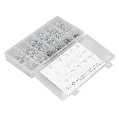 Imagen del producto de Abrazadera para manguera de riego de doble alambre, abrazadera de resorte para tubo de manguera, clips de resorte para tubo de manguera, kit de surtido de abrazaderas para manguera de riego, conector para kit de riego, accesorios para equipos de riego