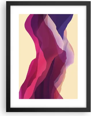 Produktbild von Gerahmtes Poster - Schwarzer Rahmen - Abstraktion Berge Rosa - 30x40 cm - Wand Bild - Wanddeko - Wandbilder - Kunstposter - Wandposter - Bilderrahmen - Bilder - Kunstdruck - Wandbild - P2BPA30x40-4288