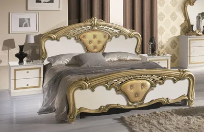 Produktbild von Barock Doppelbett Eva 180x200 cm in Weiß / Gold