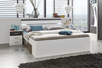 Produktbild von Bett Bettgestell Ehebett  Bettanlage "Isobel I" Weiß / Lava