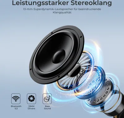 Produktbild von CMYbabee Bluetooth Kopfhörer, Kopfhörer Kabellos Bluetooth 5.3 Sport In Ear Kopfhörer mit Mikrofon, 20 std Spielzeit, LED-Anzeige, ENC Lärmreduzierung für Arbeit und Studium, Schwarz