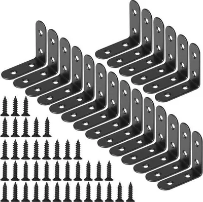 Image de Supports d'angle à 90 degrés - Noir - Acier - Bureau - Table - Lot de 20