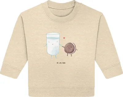 Produktbild von Mr. & Mrs. Panda Organic Baby Pullover Milch Keks 12. - 18. Monat - Natural Raw - Geschenk, Lustige Sprüche, Cookie, Kaffee, Kekse, Bullover, Milk
